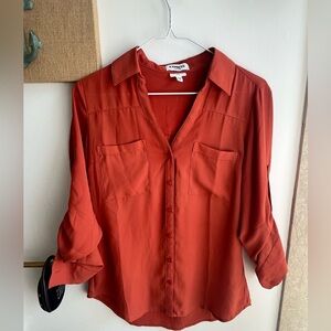Express Slim Small Orange Portofino Shirt